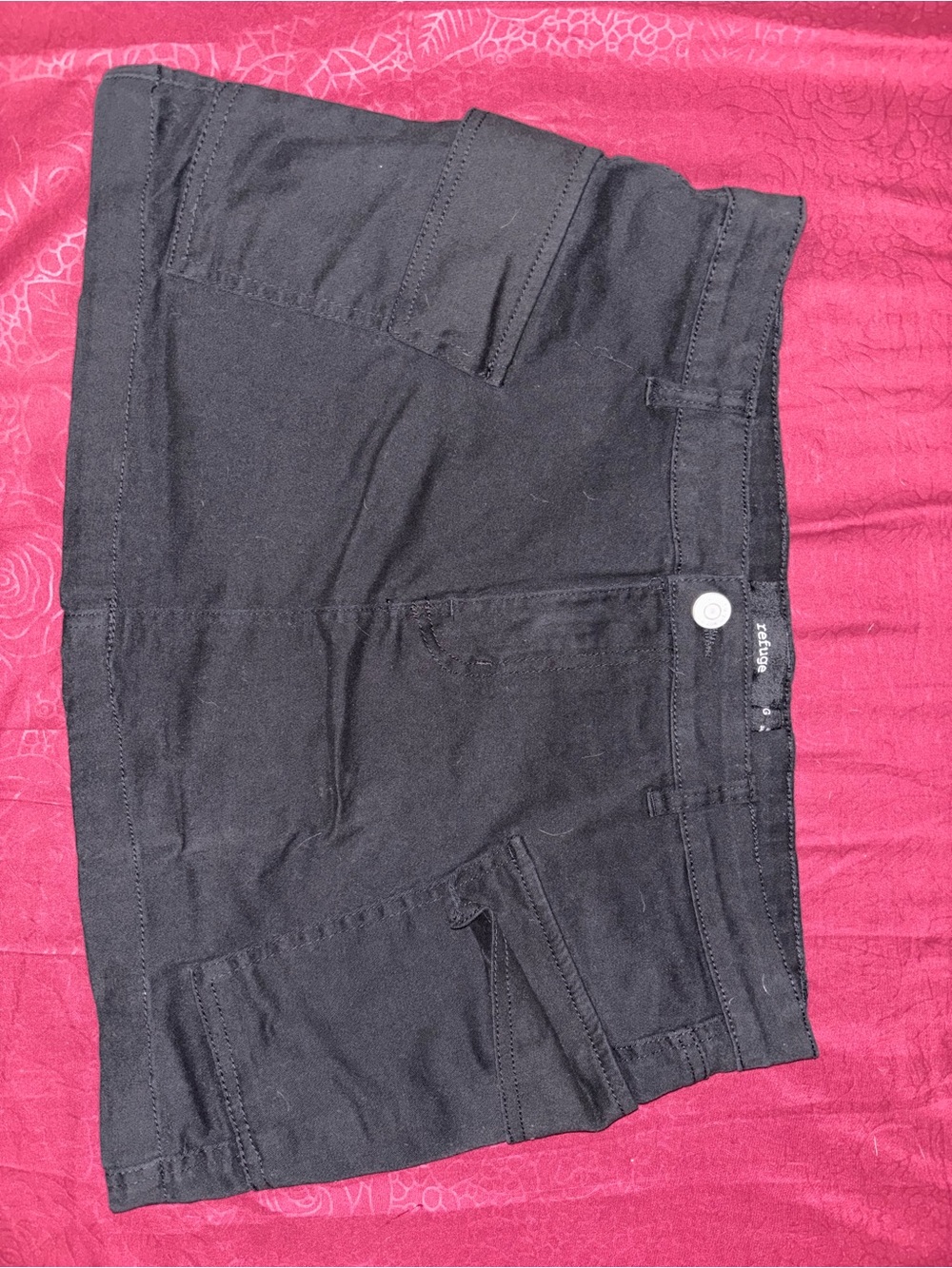 refuge Black Mini Skirt with Front Pocket Detail
